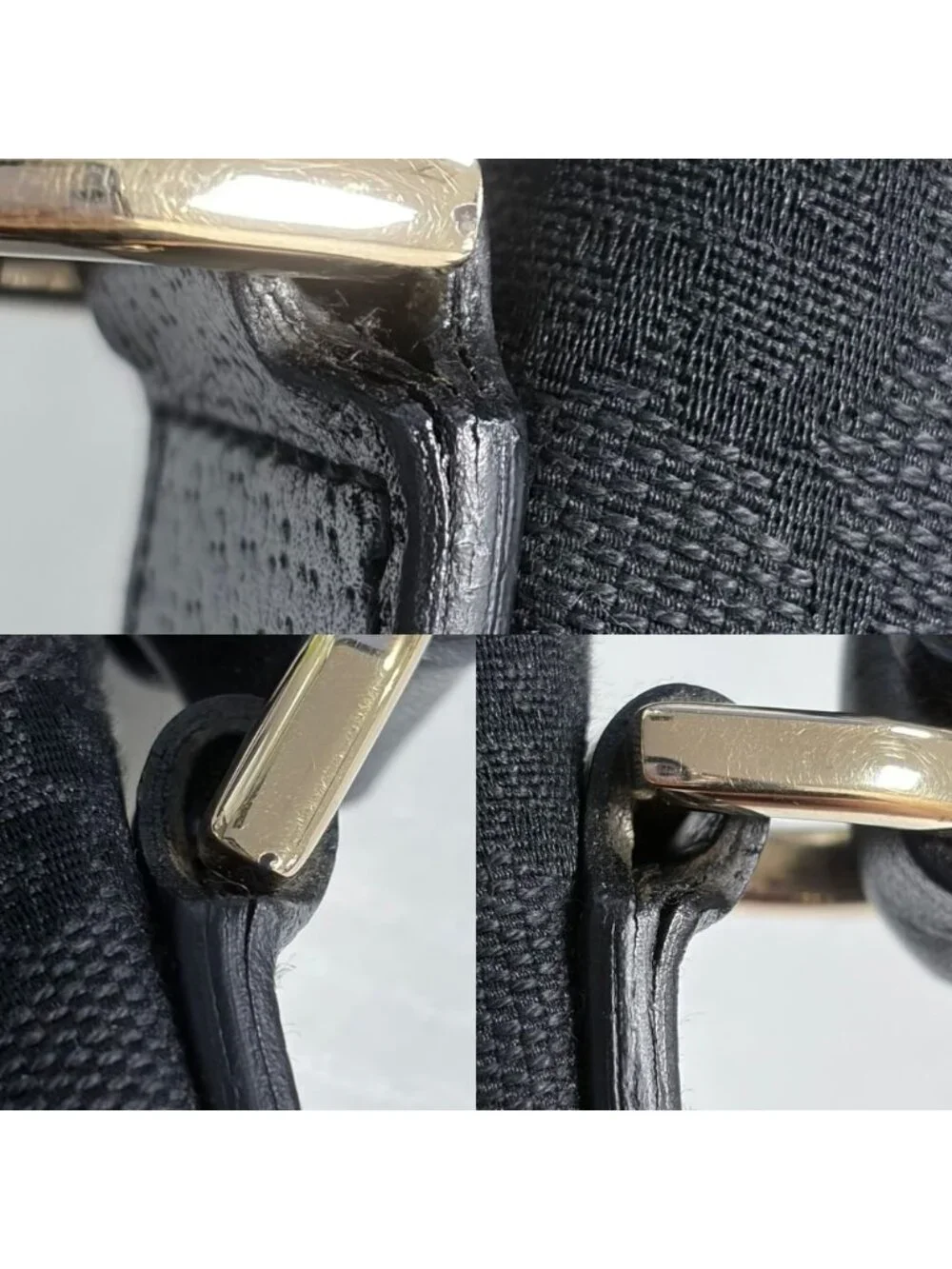 Gucci Handbag Abby GG Canvas Leather Black Gold